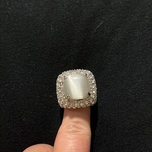 Park Lane Silver and White Ring